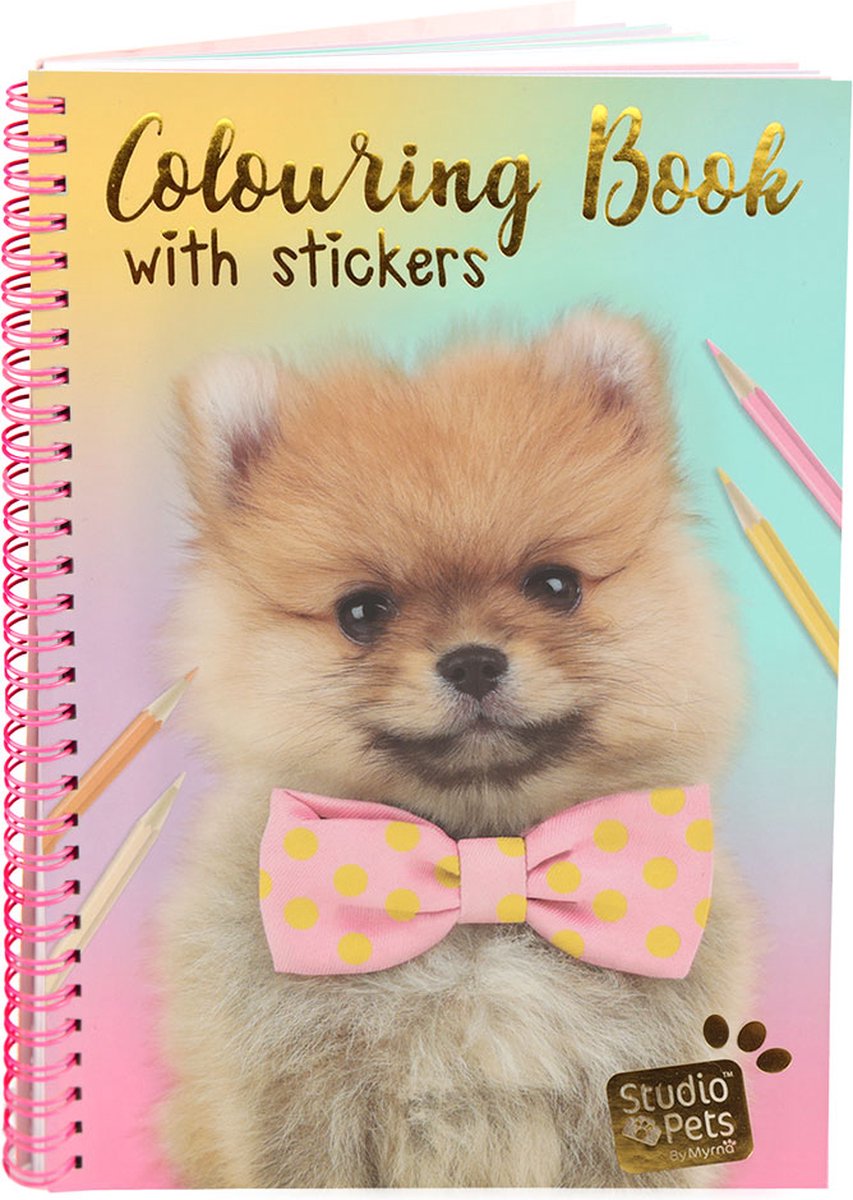 STUDIO PETS Puppy - Kleurboek A5 met 20 kleurplaten en 8 stickervellen