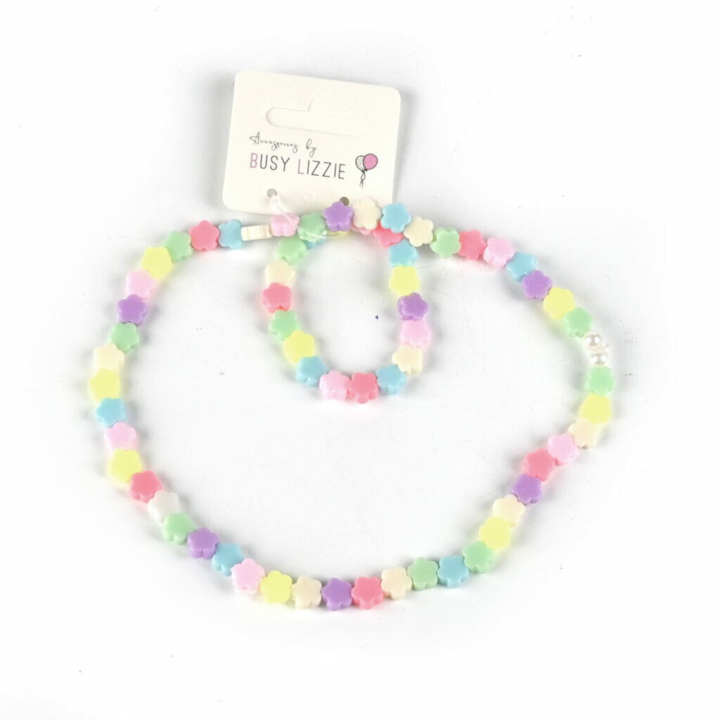 BUSY LIZZIE Sieraden set - armband/ketting - bloemen