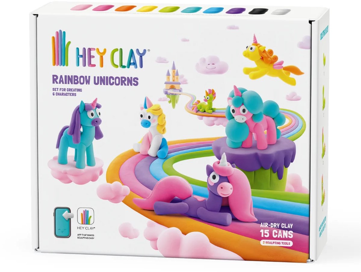 HEY CLAY Rainbow unicorns - 15 potjes