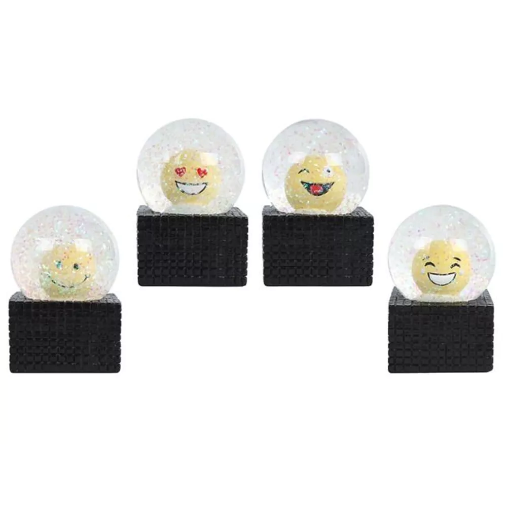 Sneeuwbol Smile - 5x5x6.5cm - geel ass.  (prijs per stuk)