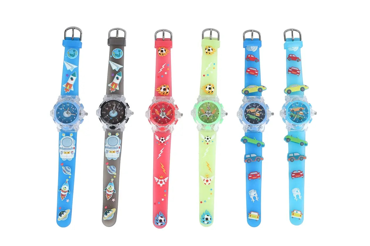 Horloge analoog met licht - ass.  (prijs per stuk)