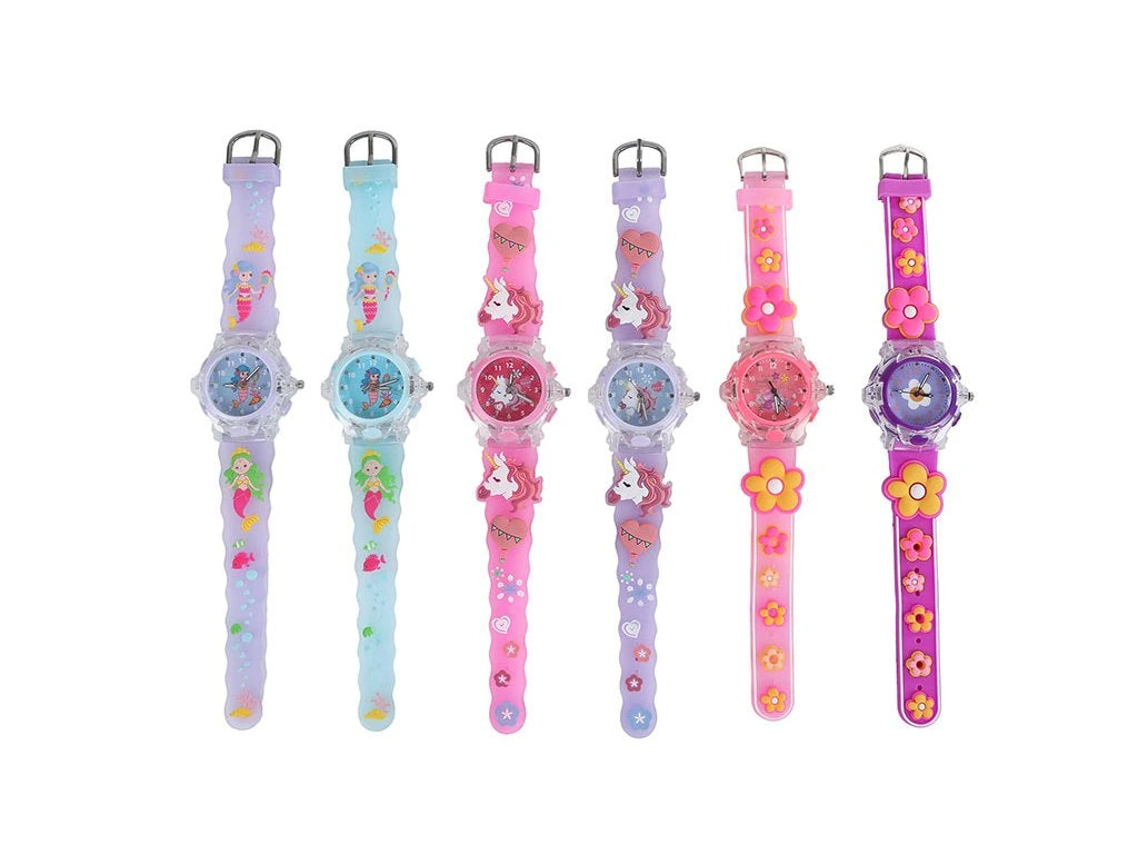 GLAMOUR Horloge analoog met licht - ass.  (prijs per stuk)