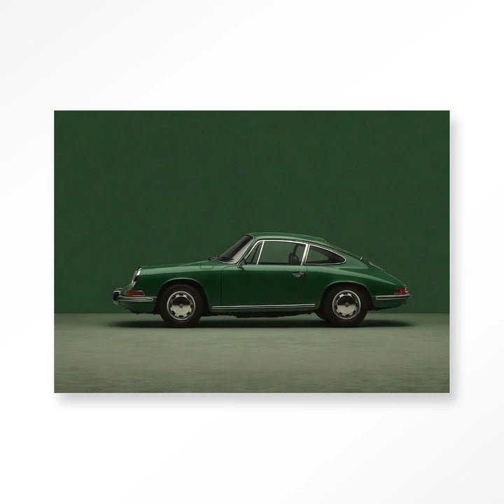 Green Porsche - 80x120cm - in kader glas