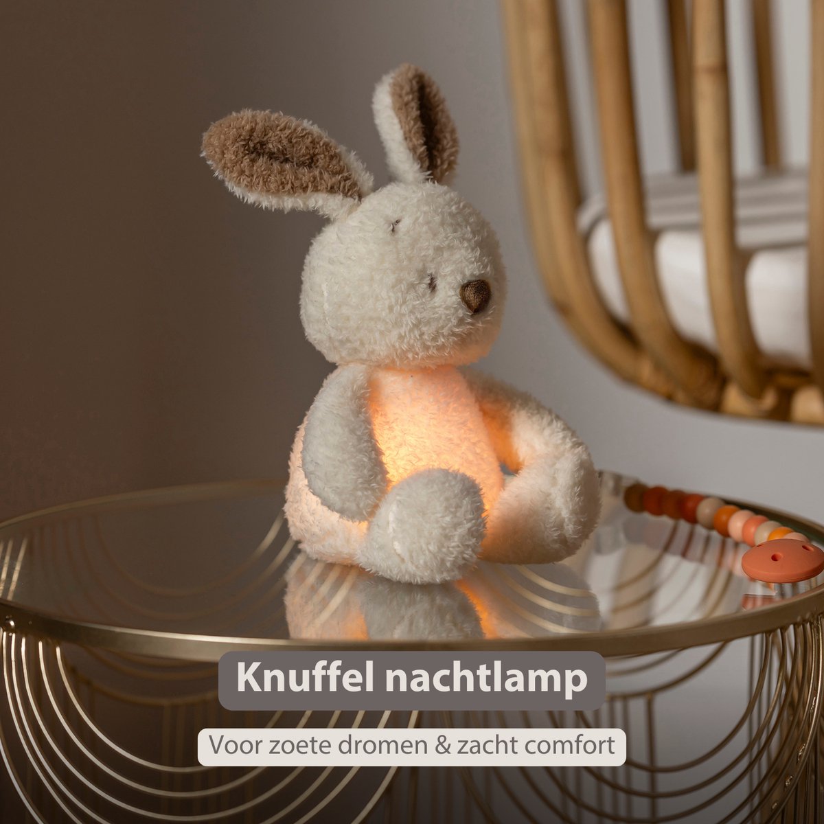 NATTOU Teddy nachtlampje konijn 25cm - beige