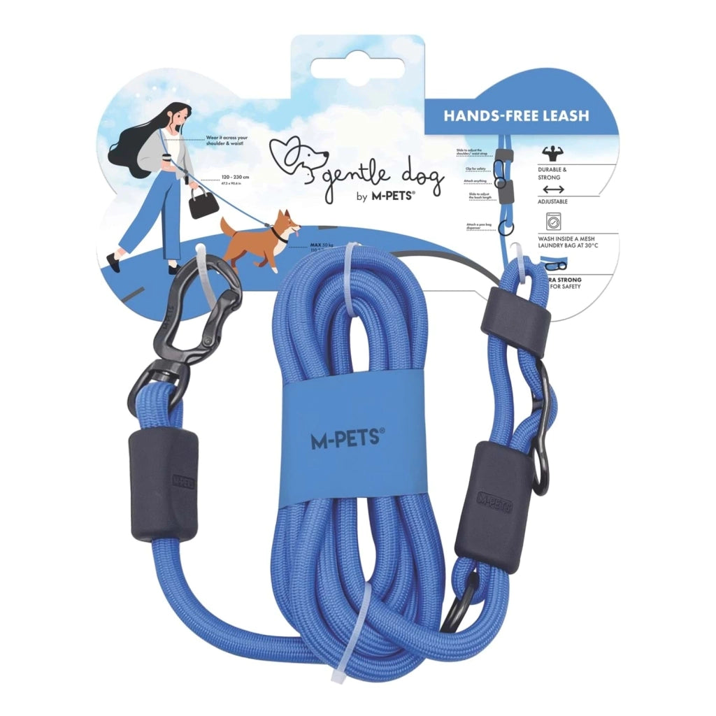 M-Pets GENTLE DOG Hands-Free leiband - Azuurblauw