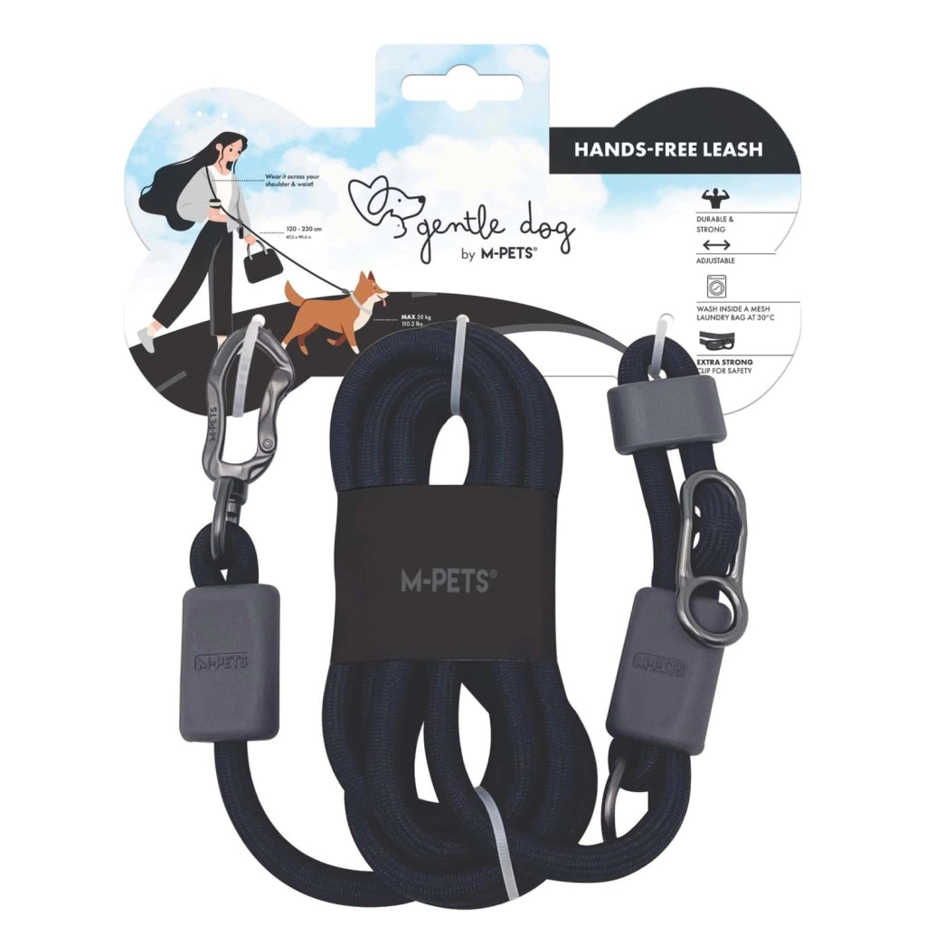 M-Pets GENTLE DOG Hands-Free leiband - Onyx zwart