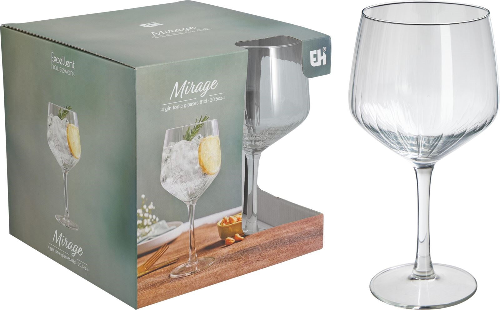 MIRAGE Set 4 gin tonic glazen - 610ml