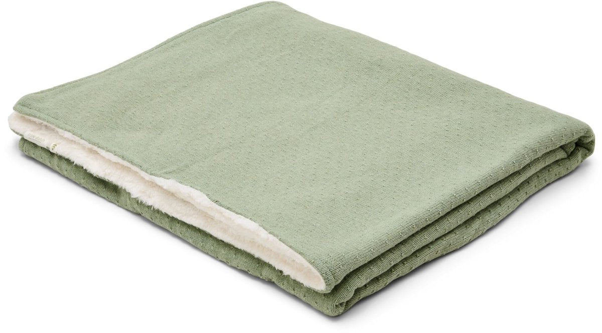 LITTLE DUTCH Ledikantdeken gebreid - Pure Sage - groen