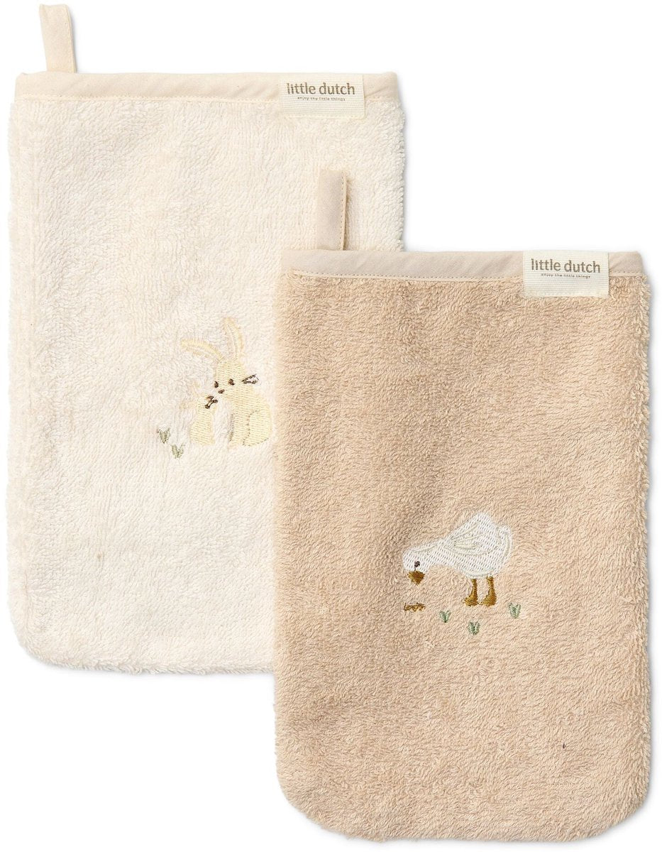 LITTLE DUTCH Washandjes set - beige/bruin - Baby Bunny