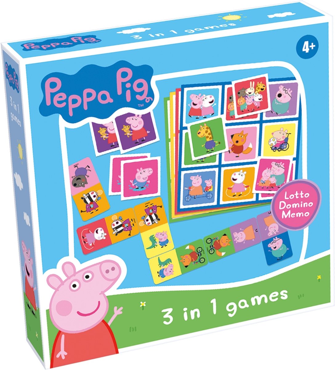TACTIC Peppa Pig spel - 3in1 lotto, domino en memo