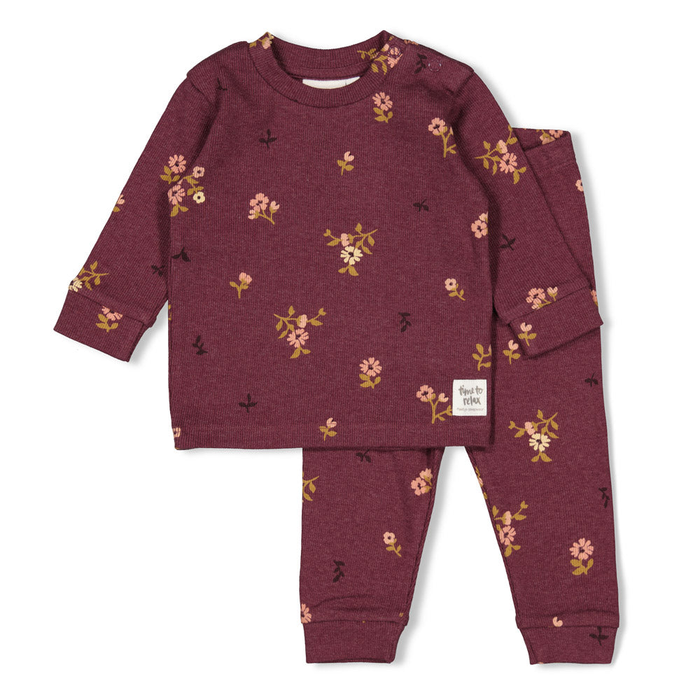FEETJE Bonnie Bouquet pyjama - wijn melange - 128