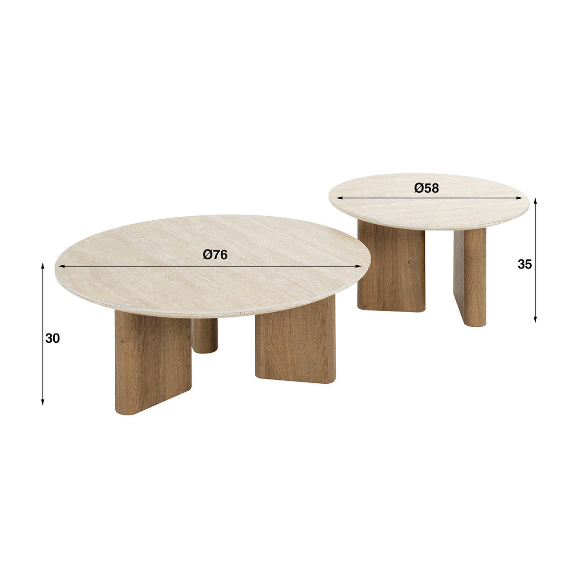 Romano salontafel rond set van 2 - keramiek travertin