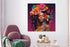 Glasschilderij vrouw met gekleurd lichaam en bloemen - 80x80cm