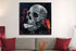 Glasschilderij rokende doodskop - 80x80cm - met kristallen en lijst