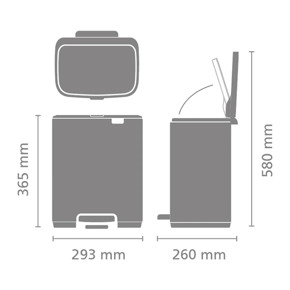 BRABANTIA Bo pedaalemmer 12L - matt black