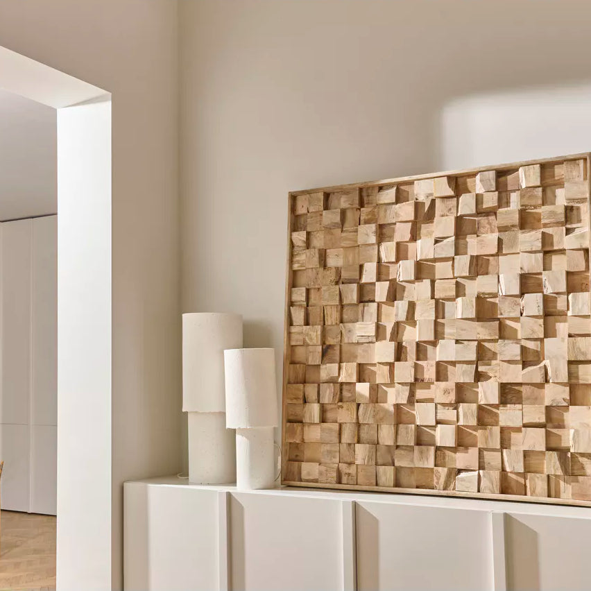 POMAX Competa tafellamp papier mache - dia 25x H 69cm - wit