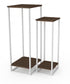 Martinique set 2 plantentafels - 42x42x110cm/ 32x32x90cm - frame metaal beige/ mangohout brown