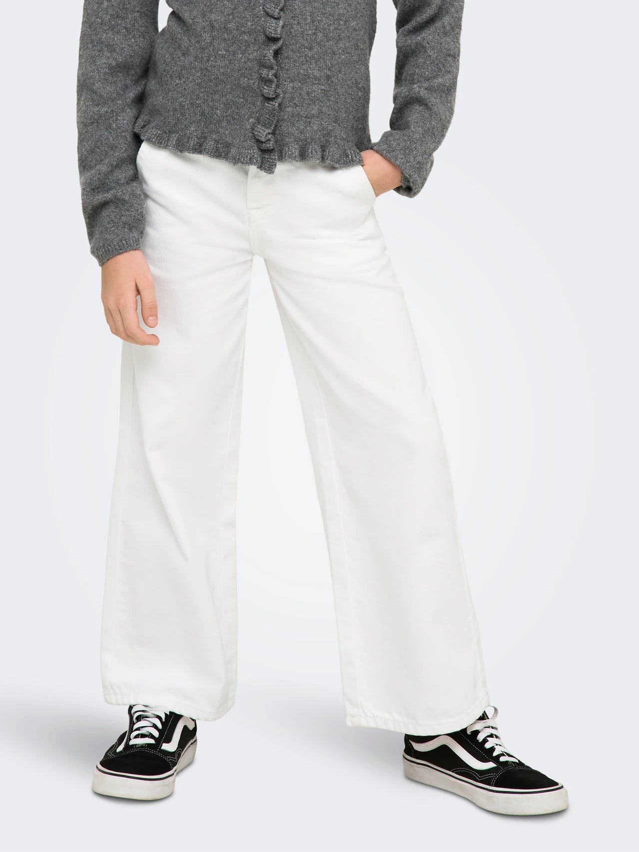 ONLY Girls KOGCOMET jeansbroek wijd - white - 128