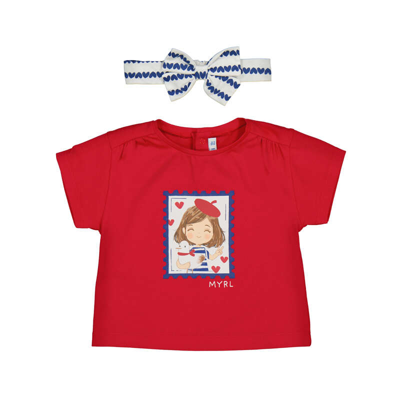 MAYORAL G T-shirt m hoofdband - red - 9M
