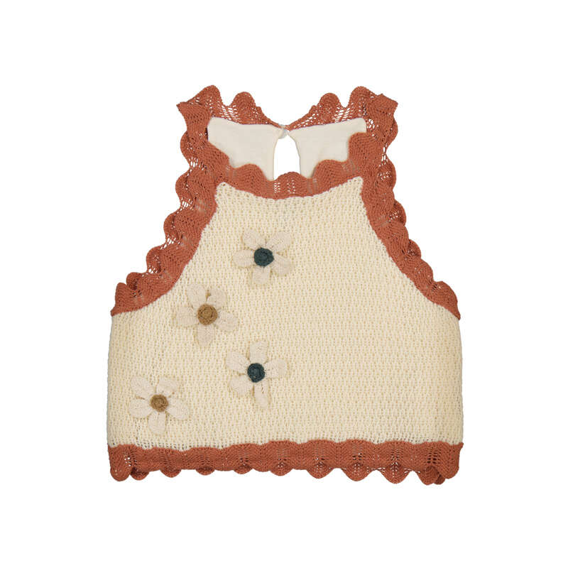 MAYORAL G floral knit top - bone - 12