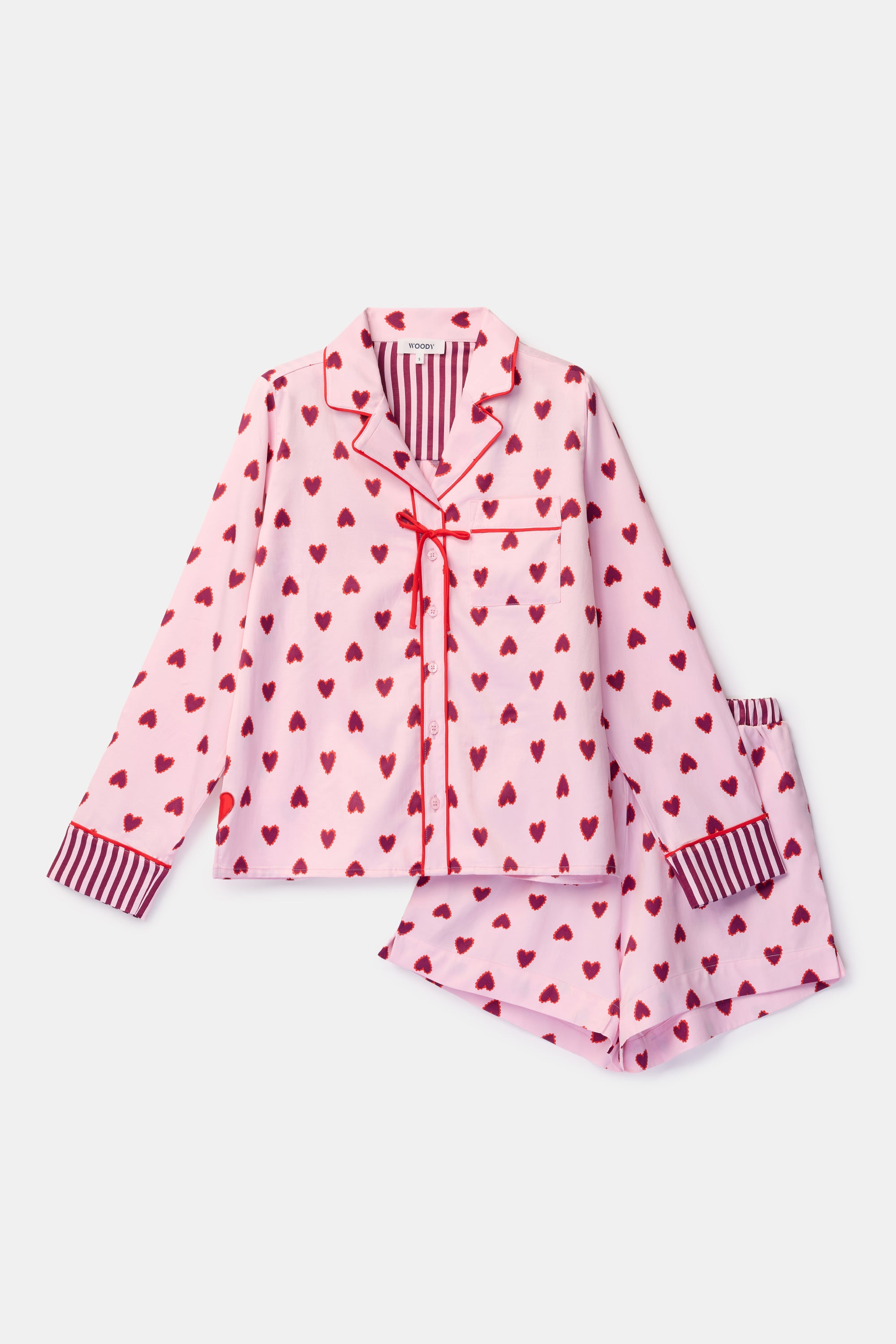 WOODY Dames pyjama kort - roze - XS