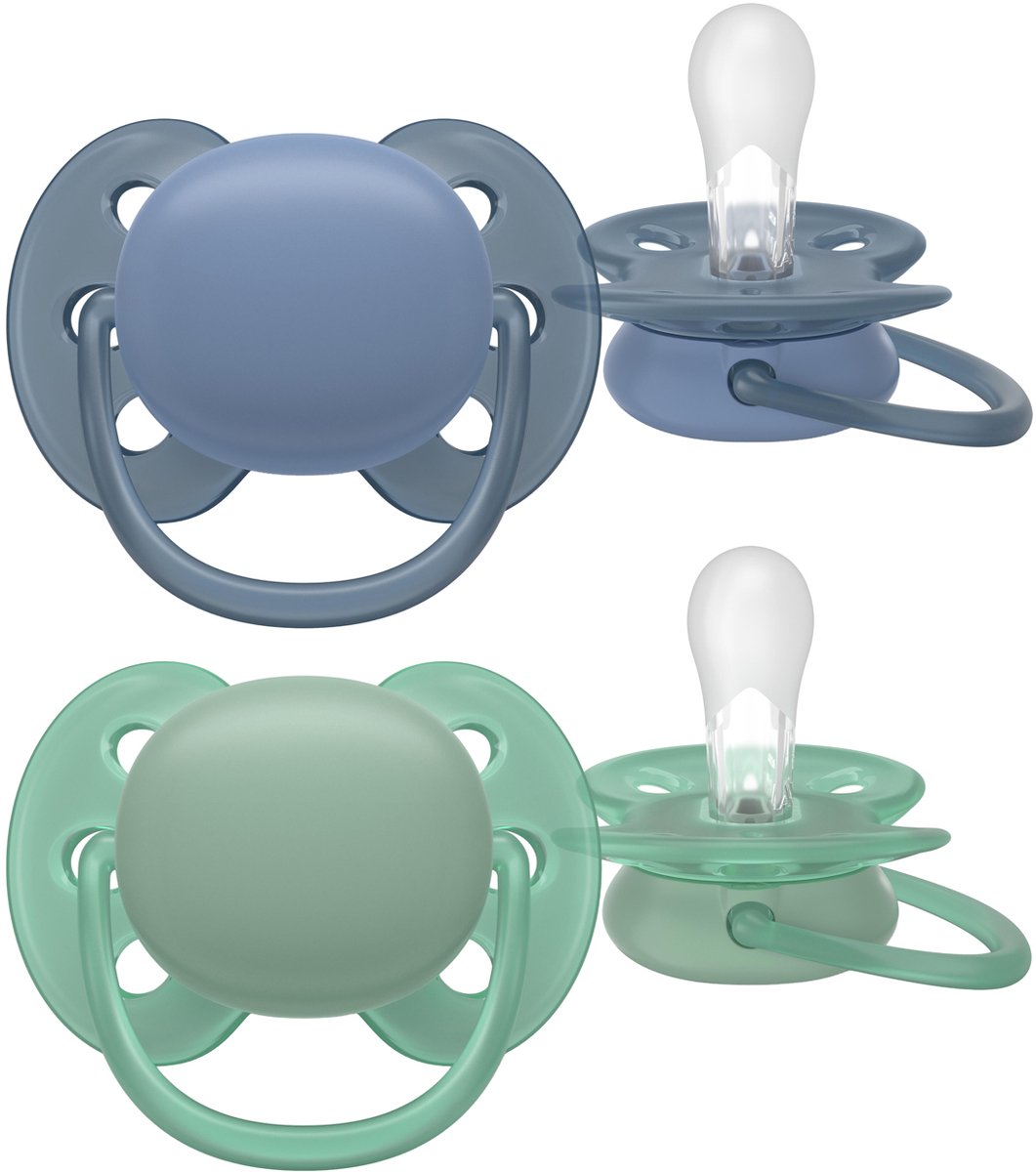 AVENT Fopspeen +6m soft blauw/groen