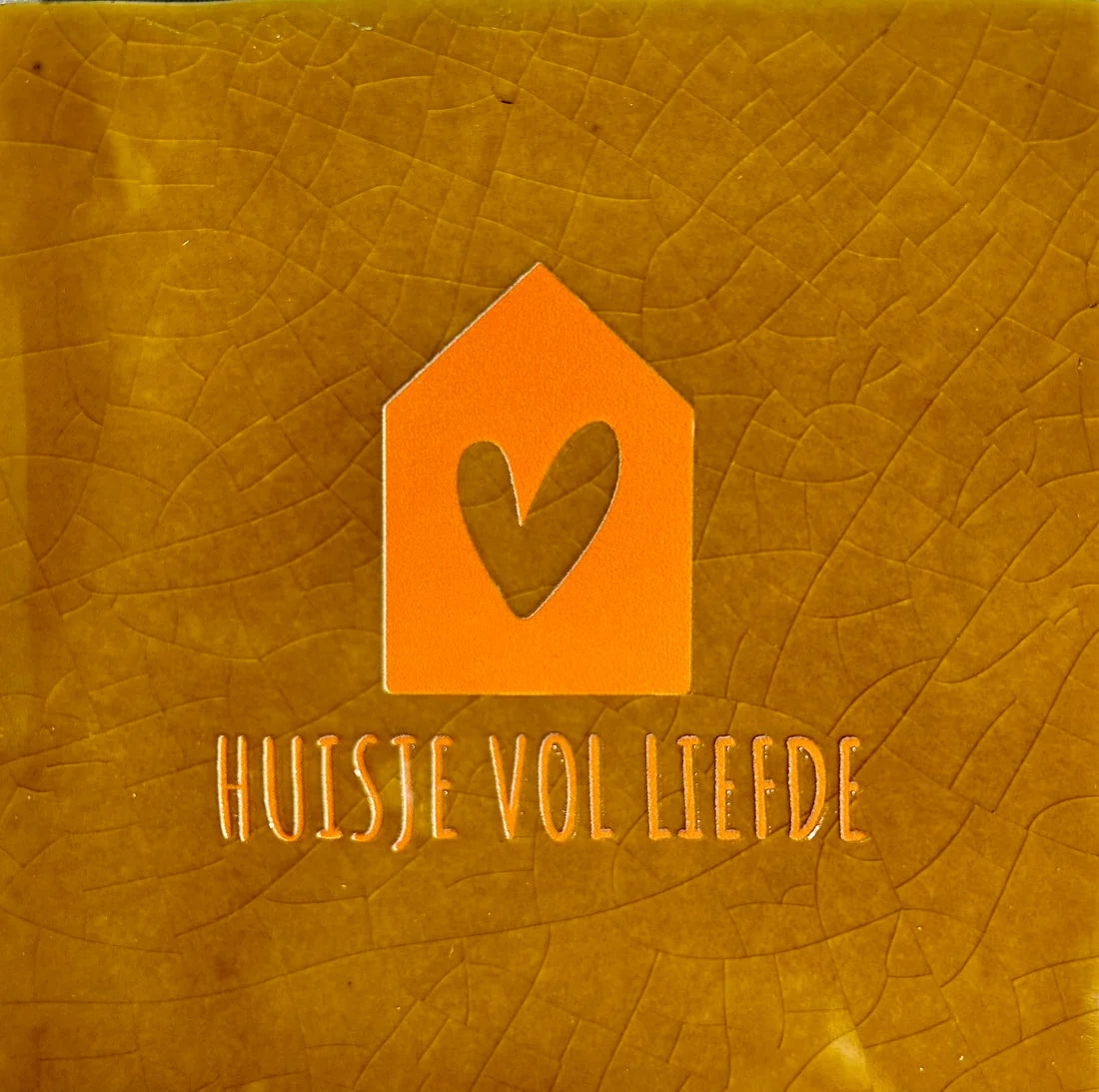 YETT Tegeltje - Huisje vol liefde - oker/oranje