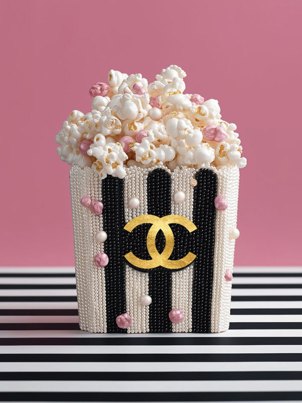 Glasschilderij Popcorn roze m/goudfolie - 60x80cm