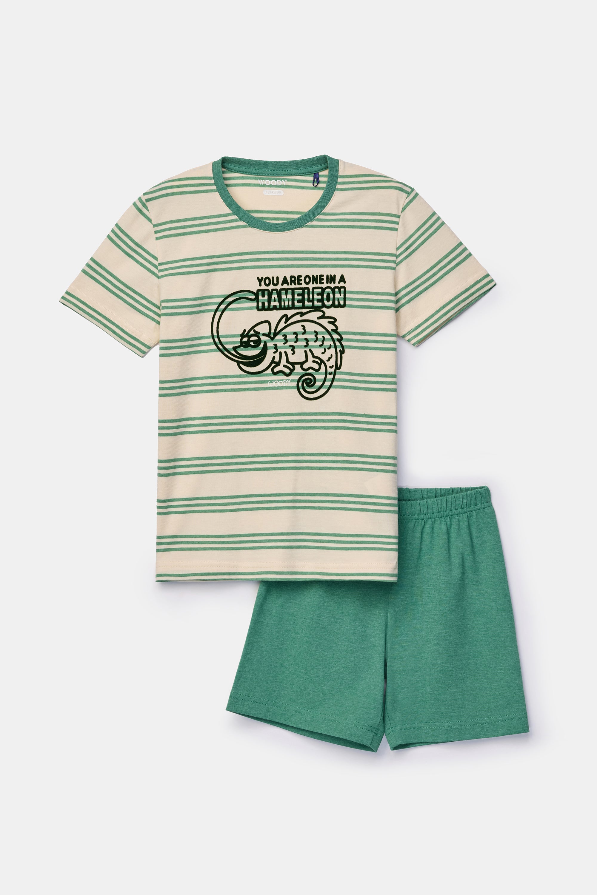 WOODY Jongens pyjama - groen gestreept - 4j.