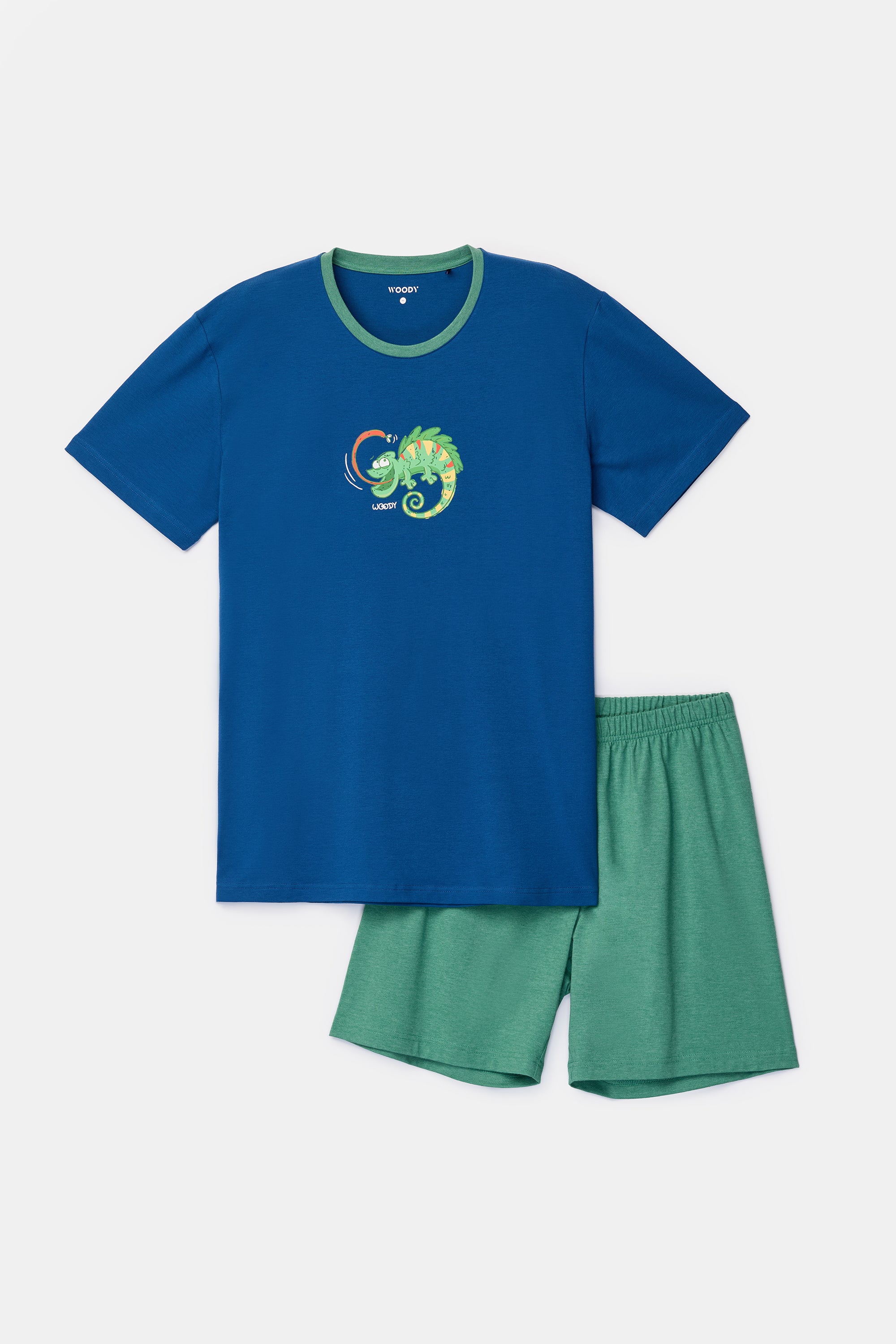 WOODY Heren pyjama - d. blauw - S