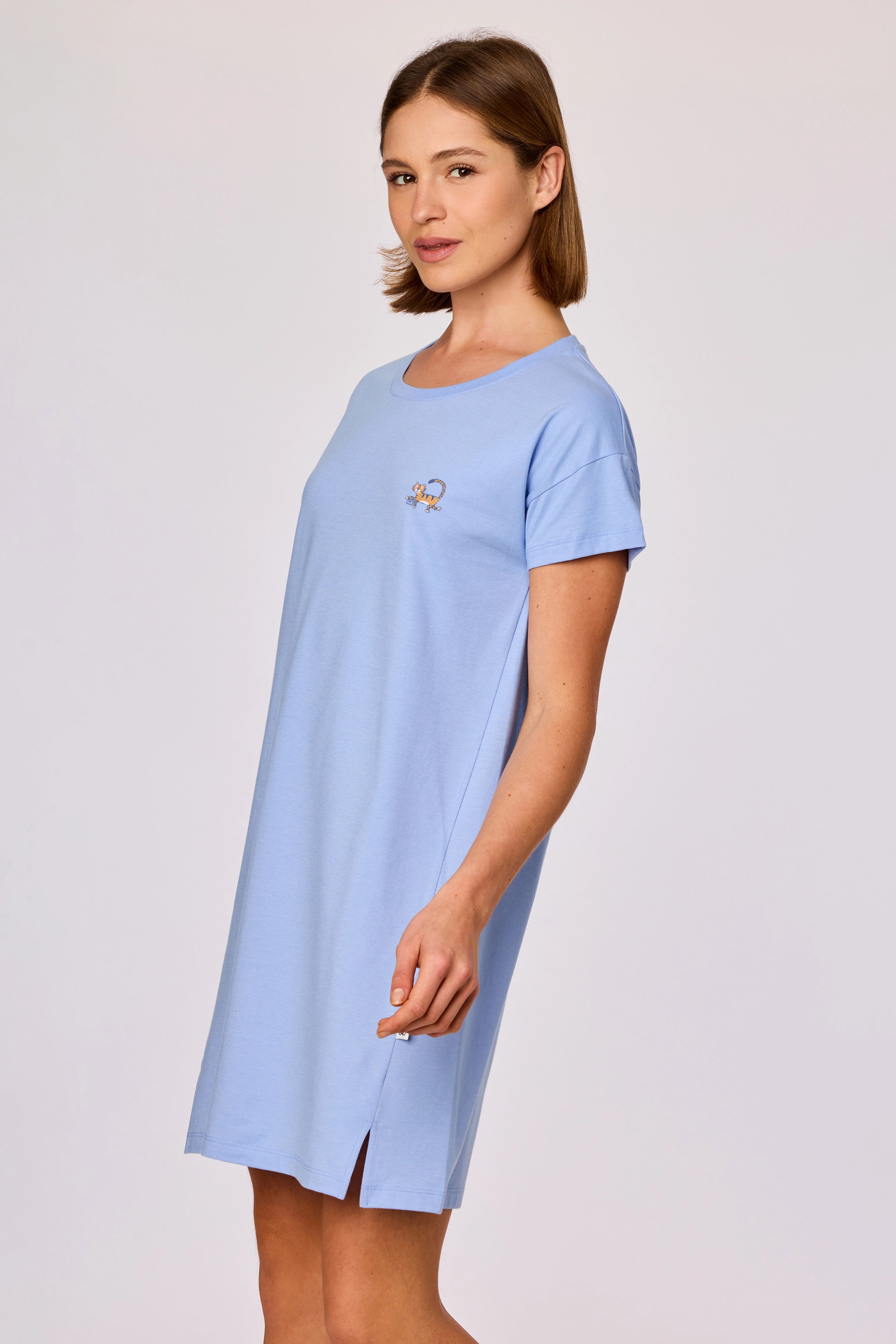 WOODY Dames slaapkleedje - blauw - M