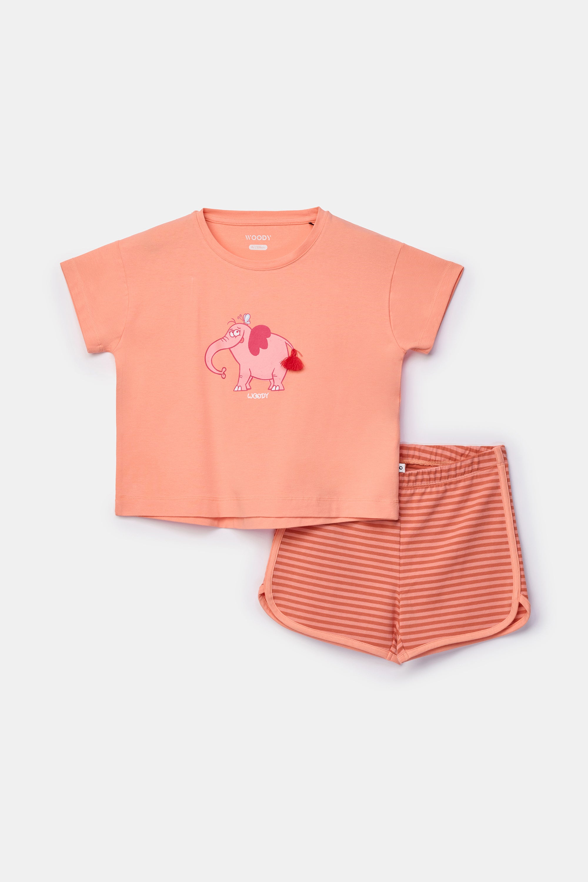 WOODY Meisjes pyjama - perzikoranje - 8j.