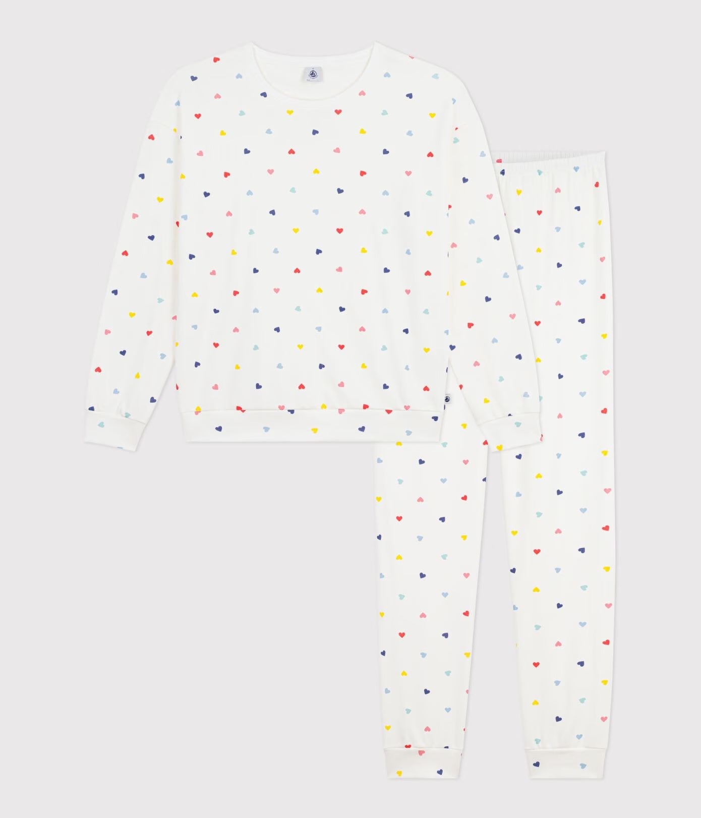PETIT BATEAU Dames pyjama m/hartjes - XL