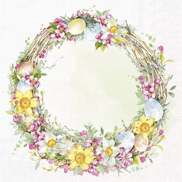 IHR Servetten 33x33cm - happy easter wreath cream  4107501560