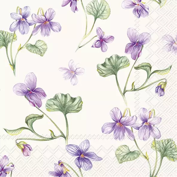 IHR Servetten 25x25cm - dream of violets cream  4107702760