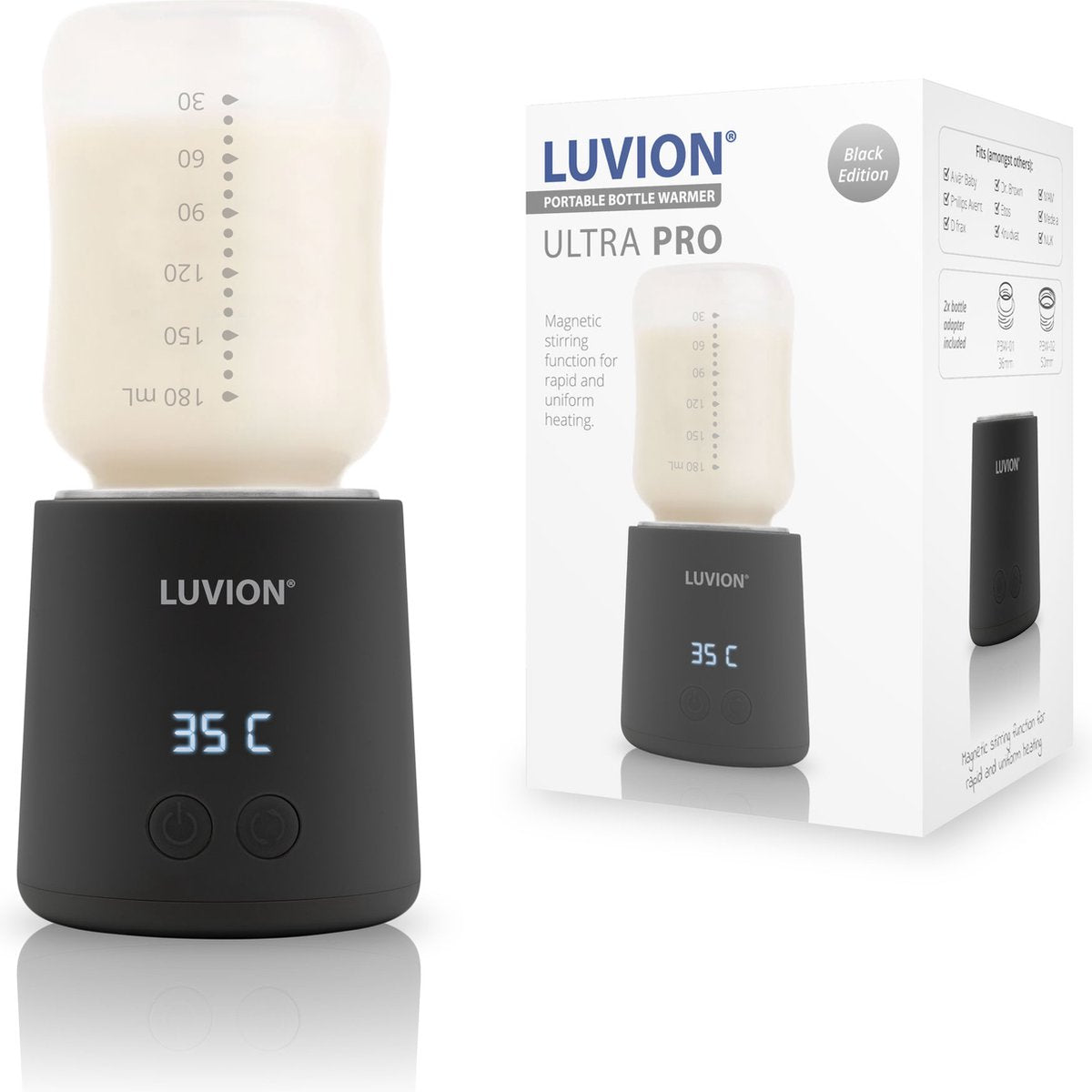 LUVION Draagbare Ultra Pro Flessenwarmer - zwart