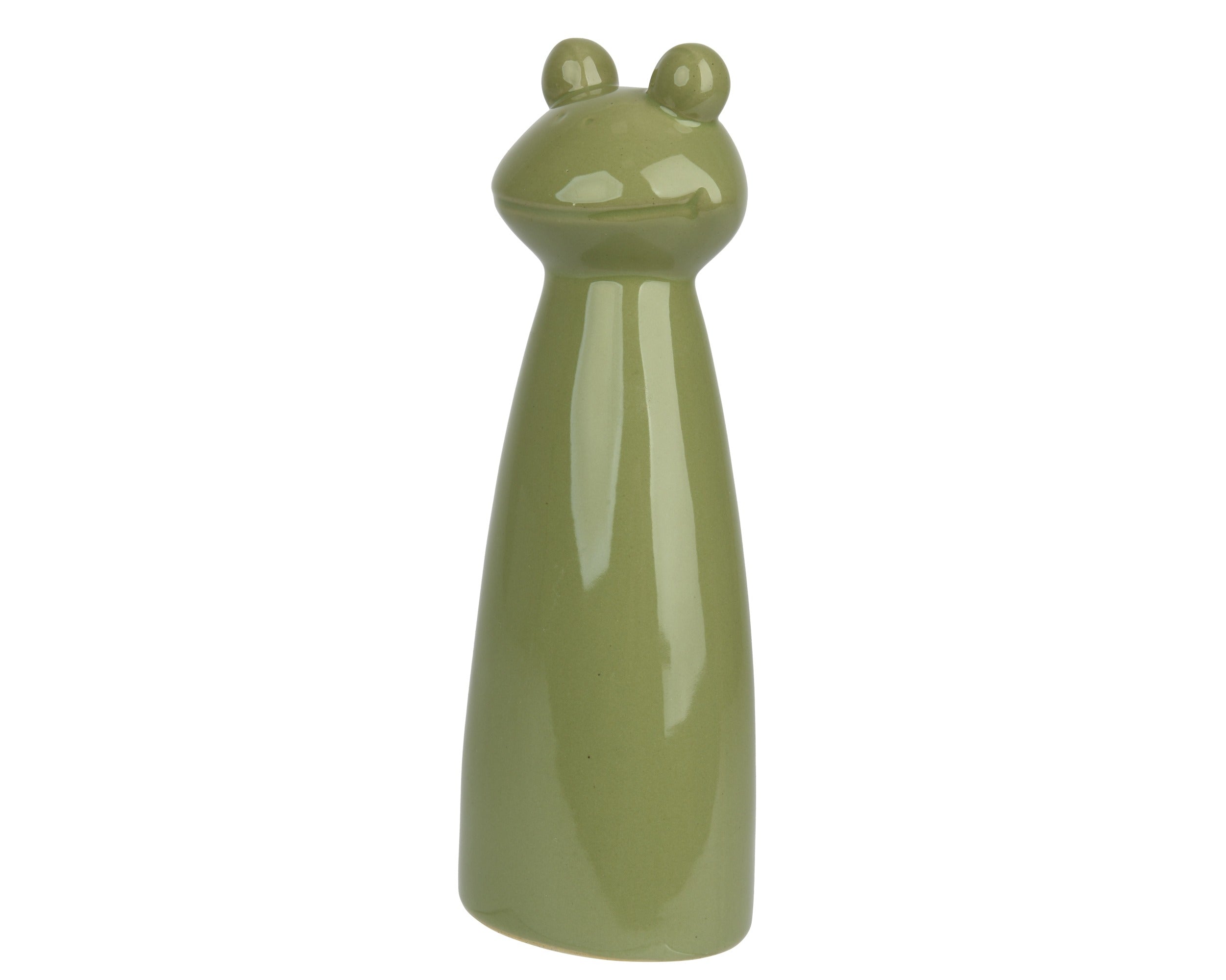 Decofiguur kikker porselein - 8,6x6,7x24cm - groen