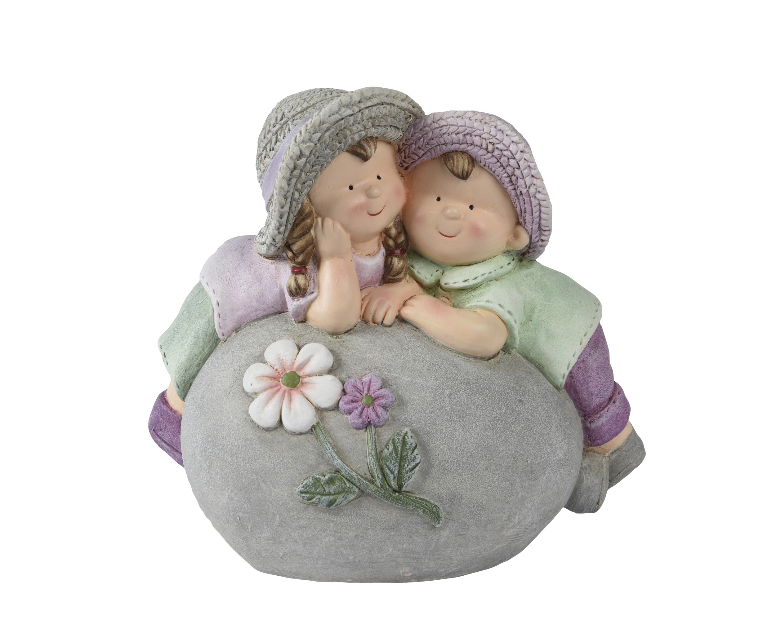 Deco figuur meisje & jongen - 18x32x29cm - multi