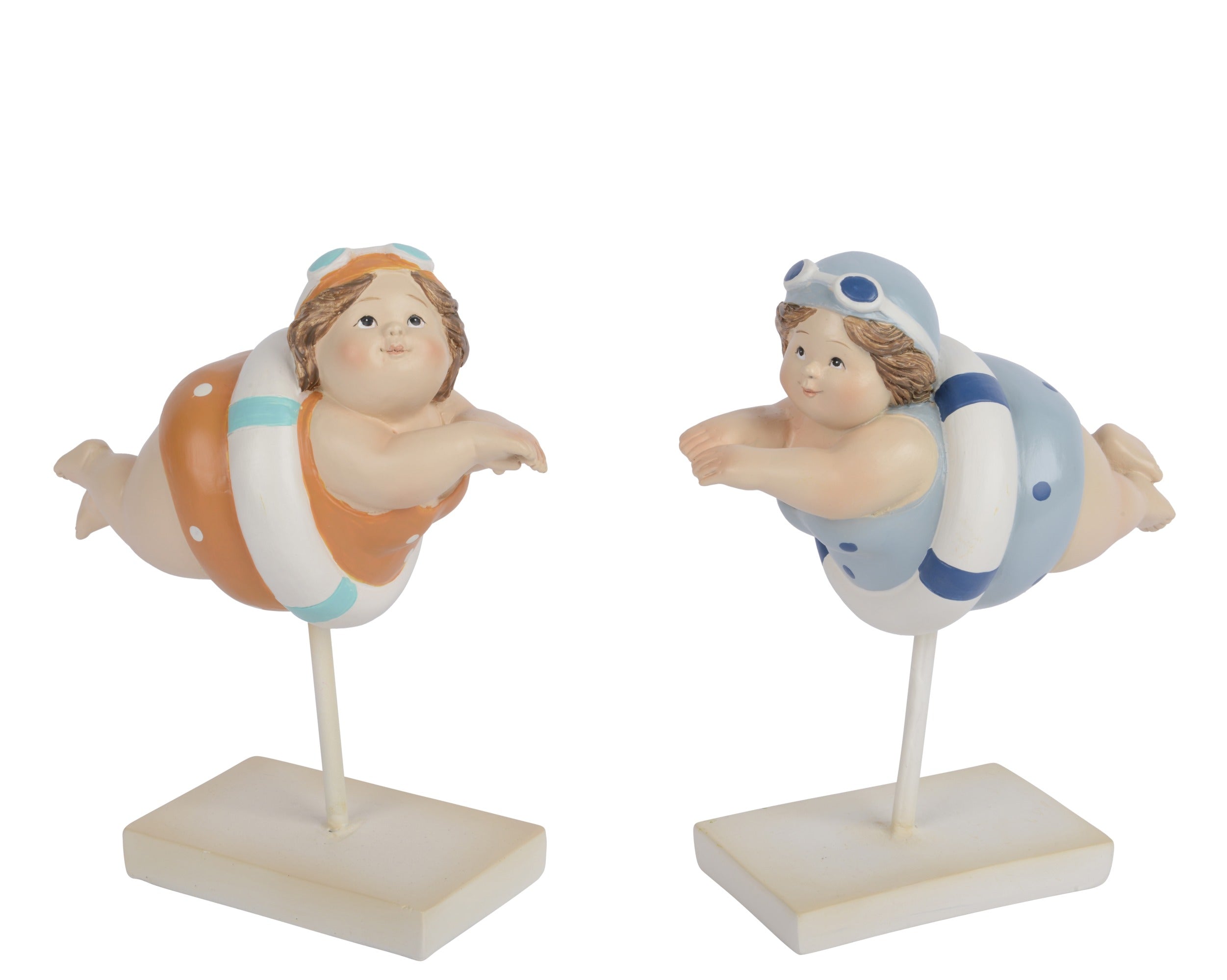 Deco figuur meisje zwemmend - 8x14,5x18cm - ass. (prijs per stuk)