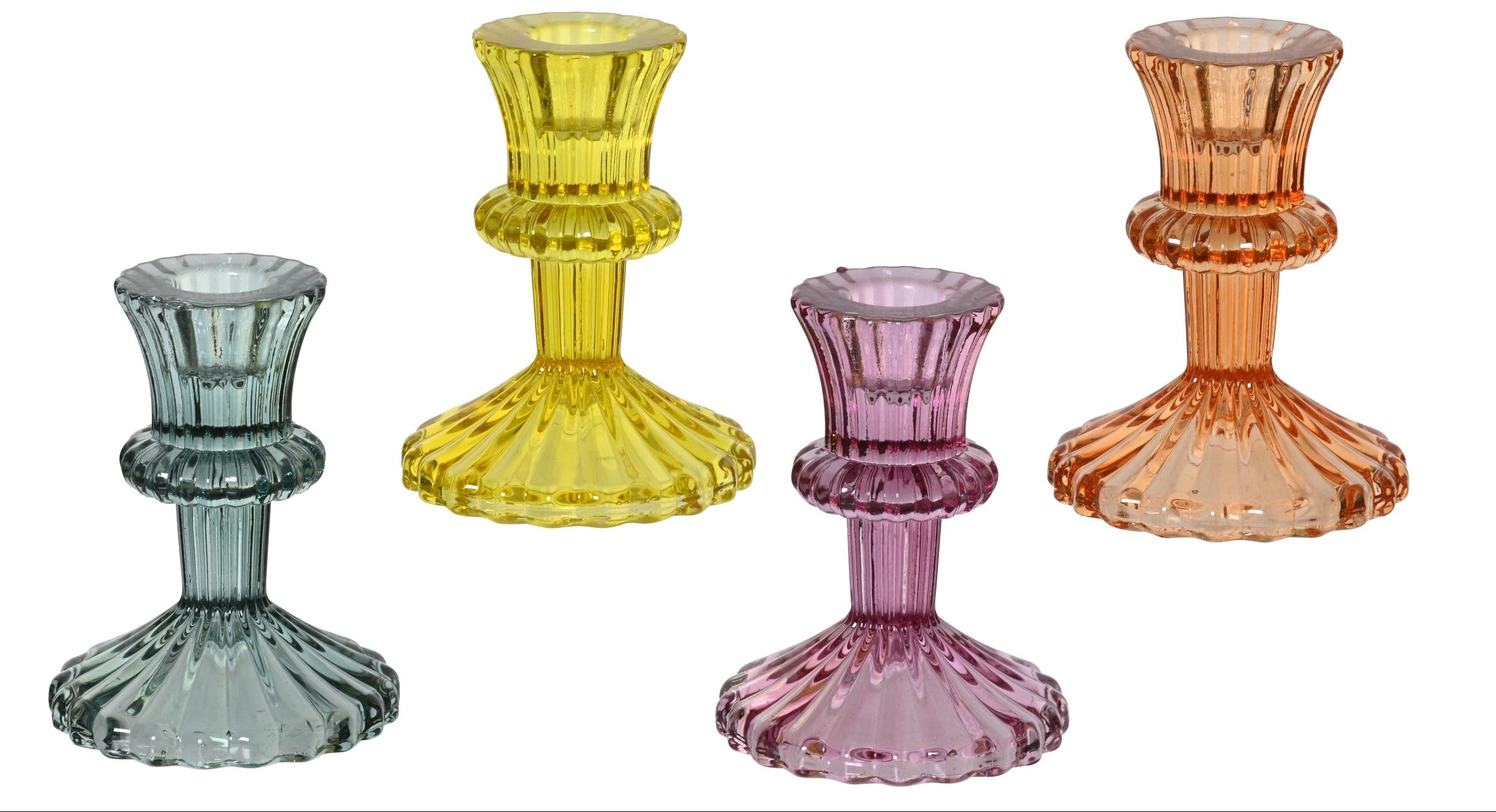 Kandelaar glas - 8,5x10,9cm - ass. (prijs per stuk)