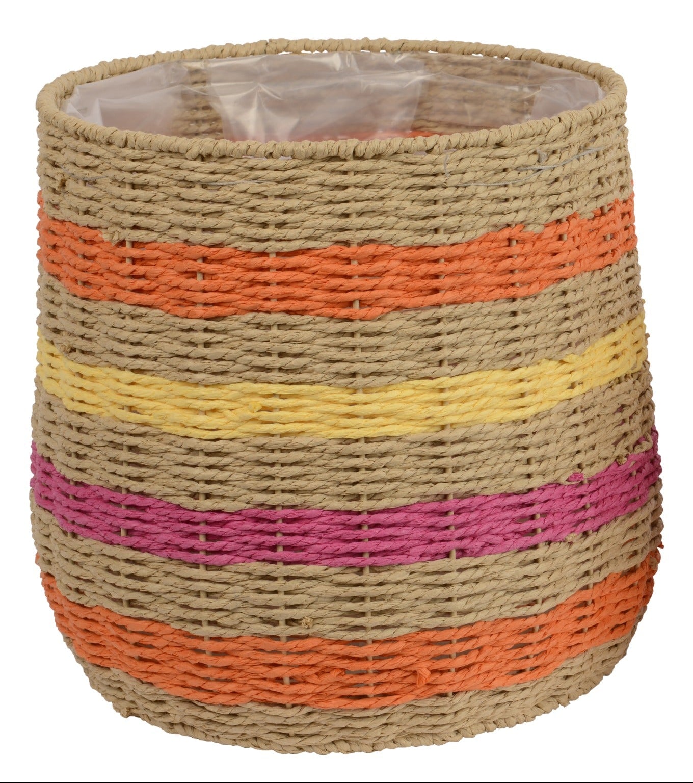 Mand touw - L 33x30cm - oranje /roze