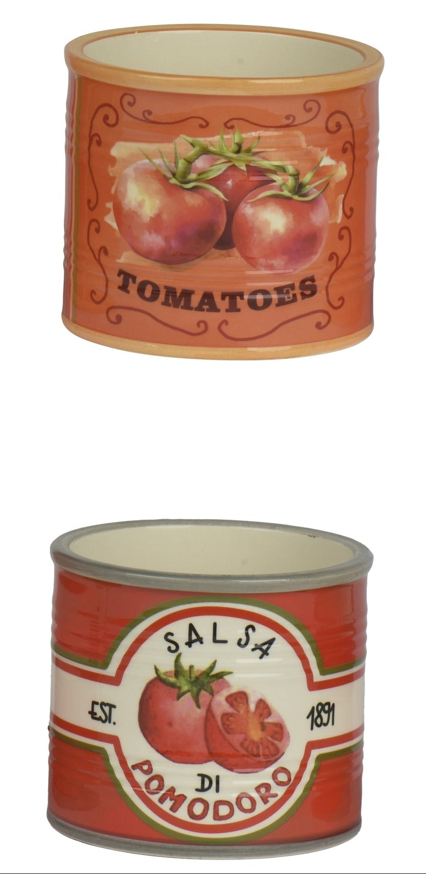 Bloempot dolomiet blik tomaten - M 9,8x8,6cm - rood ass. (prijs per stuk)