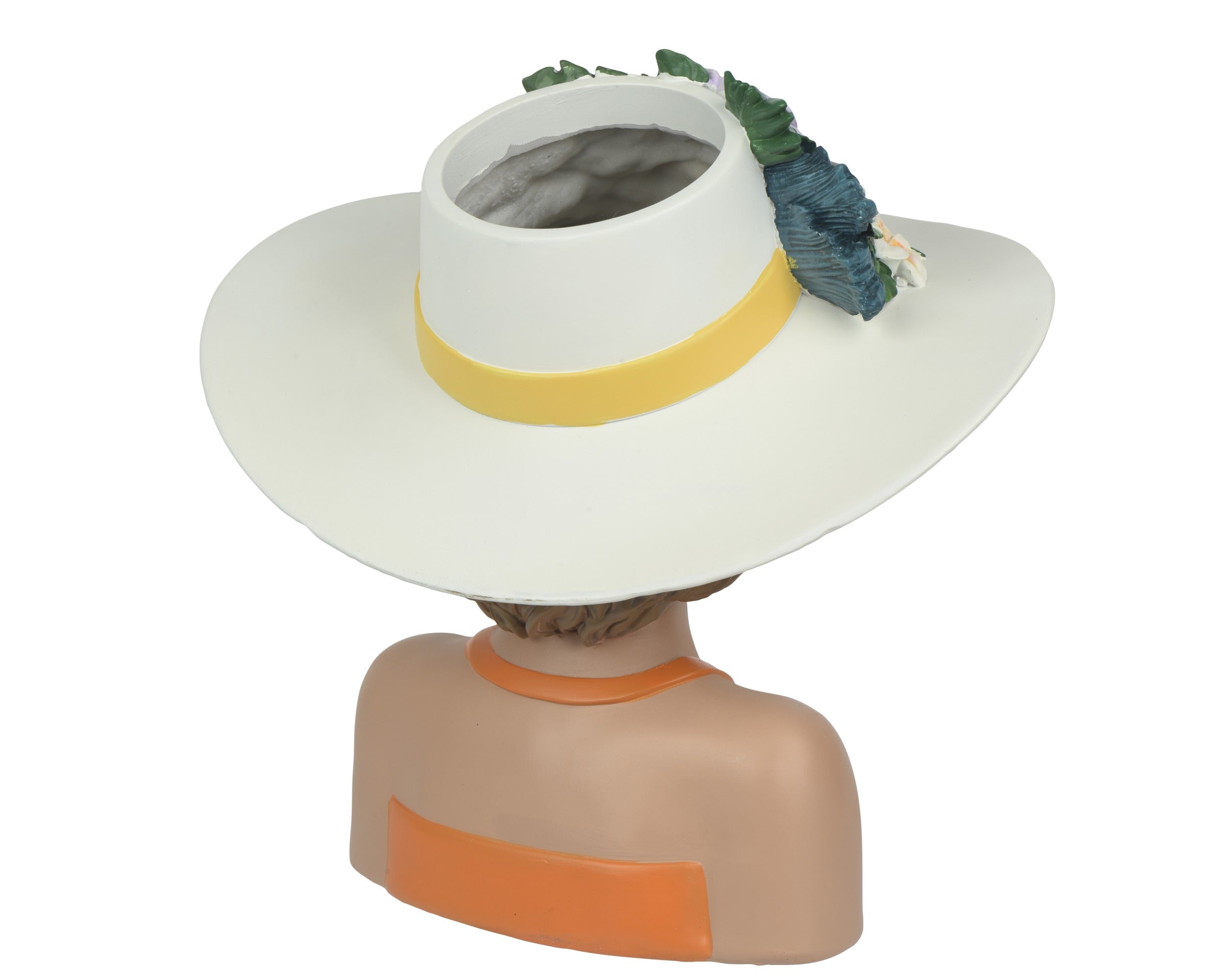 Vaas vrouw met hoed - 22x16,5x21cm - oranje