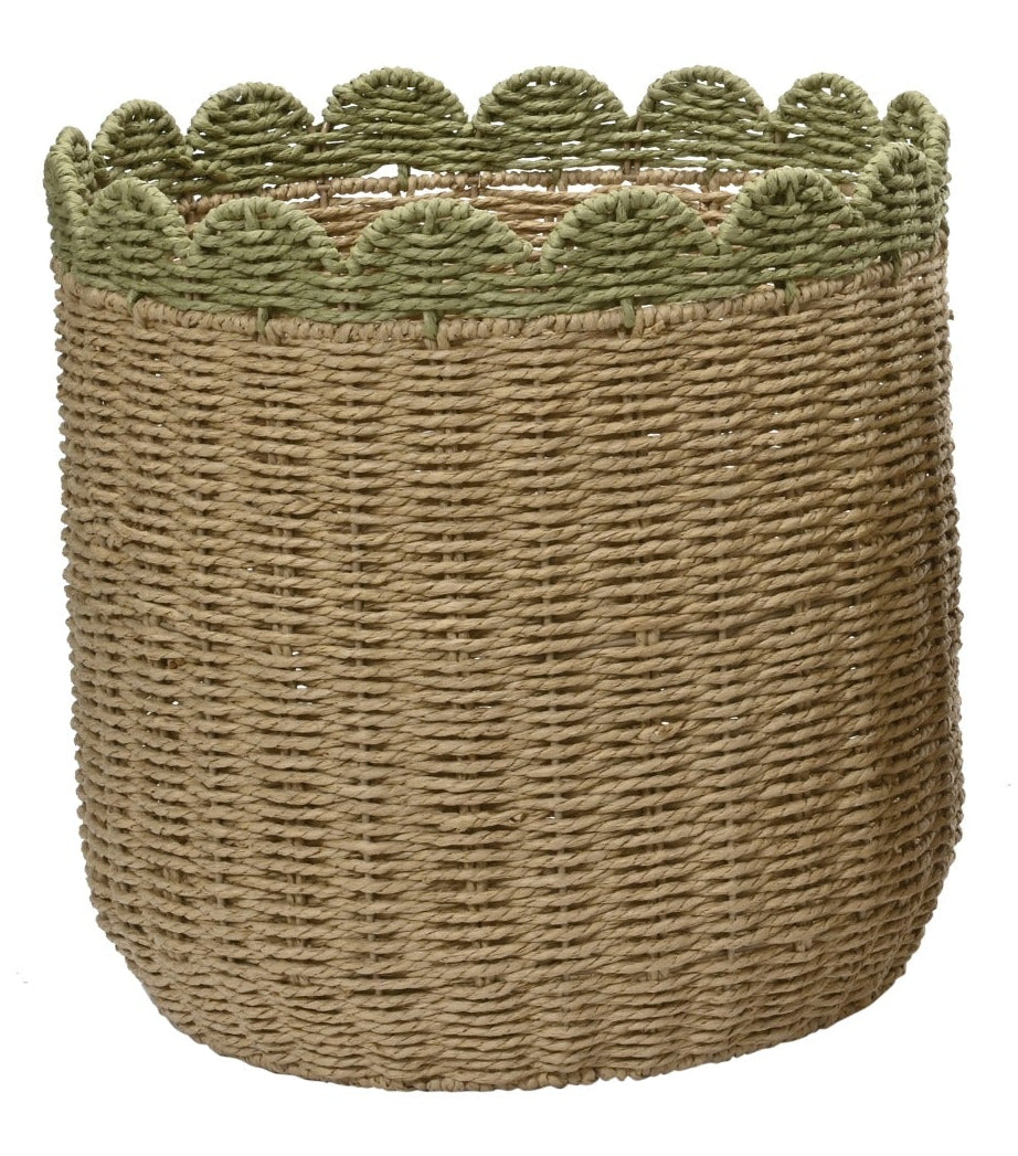 Mand touw rond - L 38x38cm - bruin /l. groen
