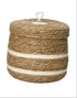 Mand m/ deksel zeegras - S 20x20cm - naturel