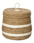 Mand m/ deksel zeegras - M 24x26cm - naturel
