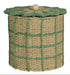Mand m/ deksel papier - L 22x34cm - naturel/ groen