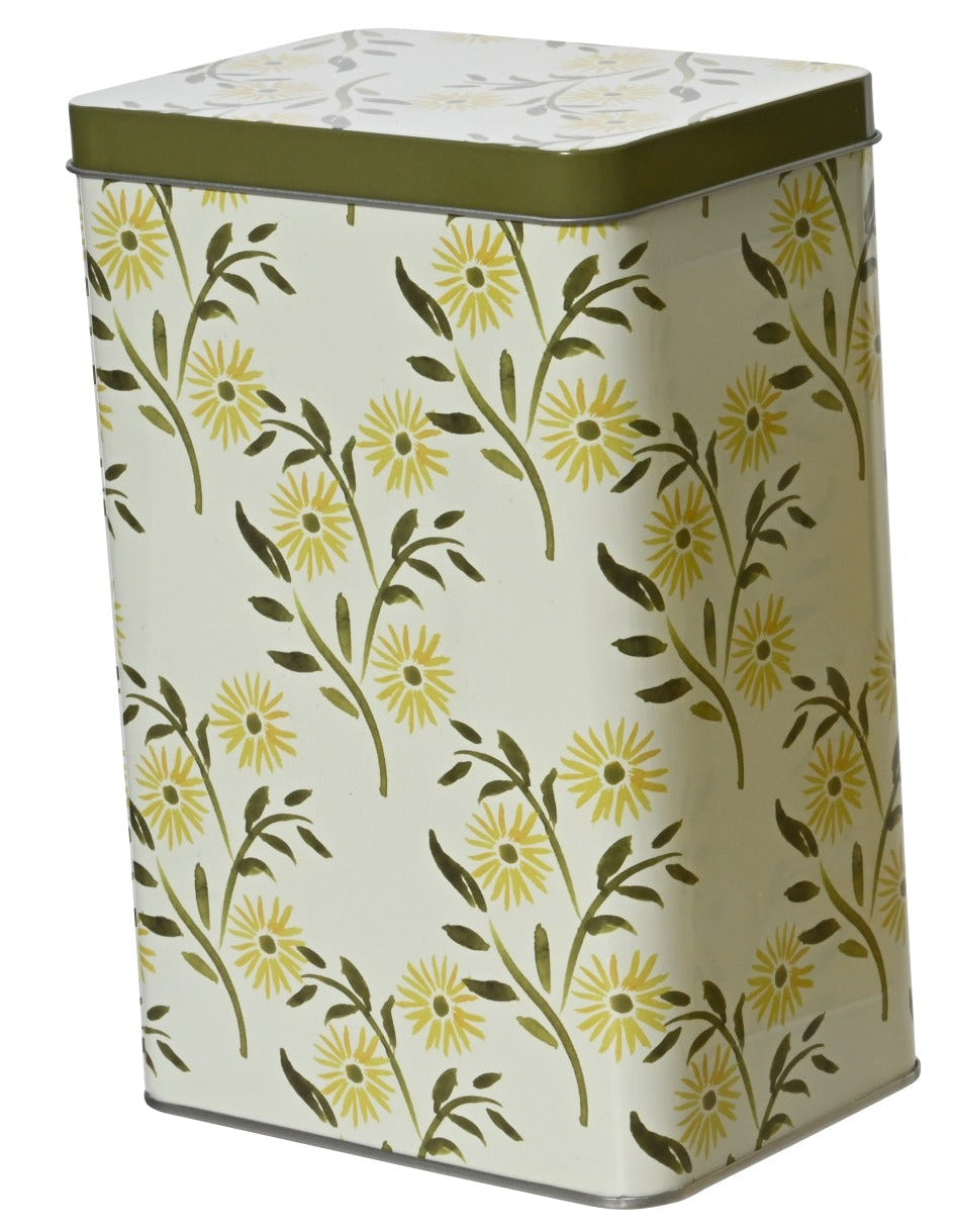 Voorraadpot blik rechthoek - L 8,6x12x18,5cm - groen/ geel