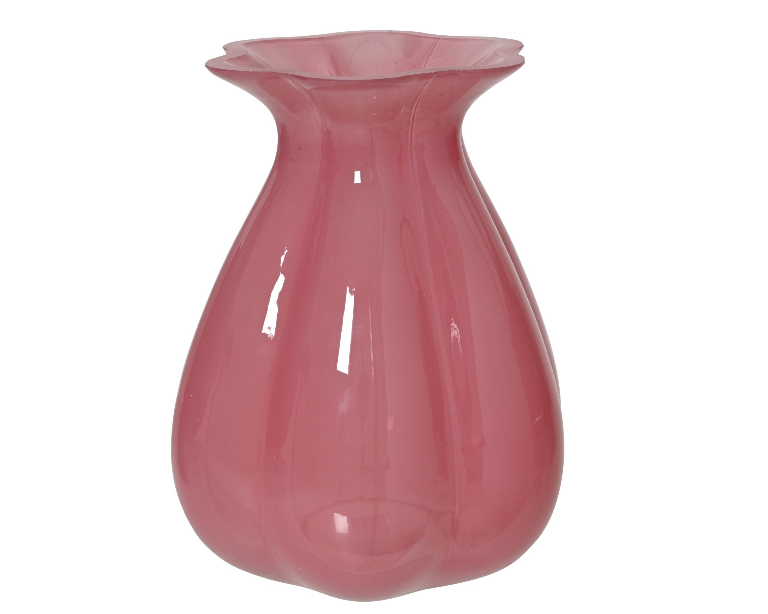 Vaas glas - 15x20cm - roze