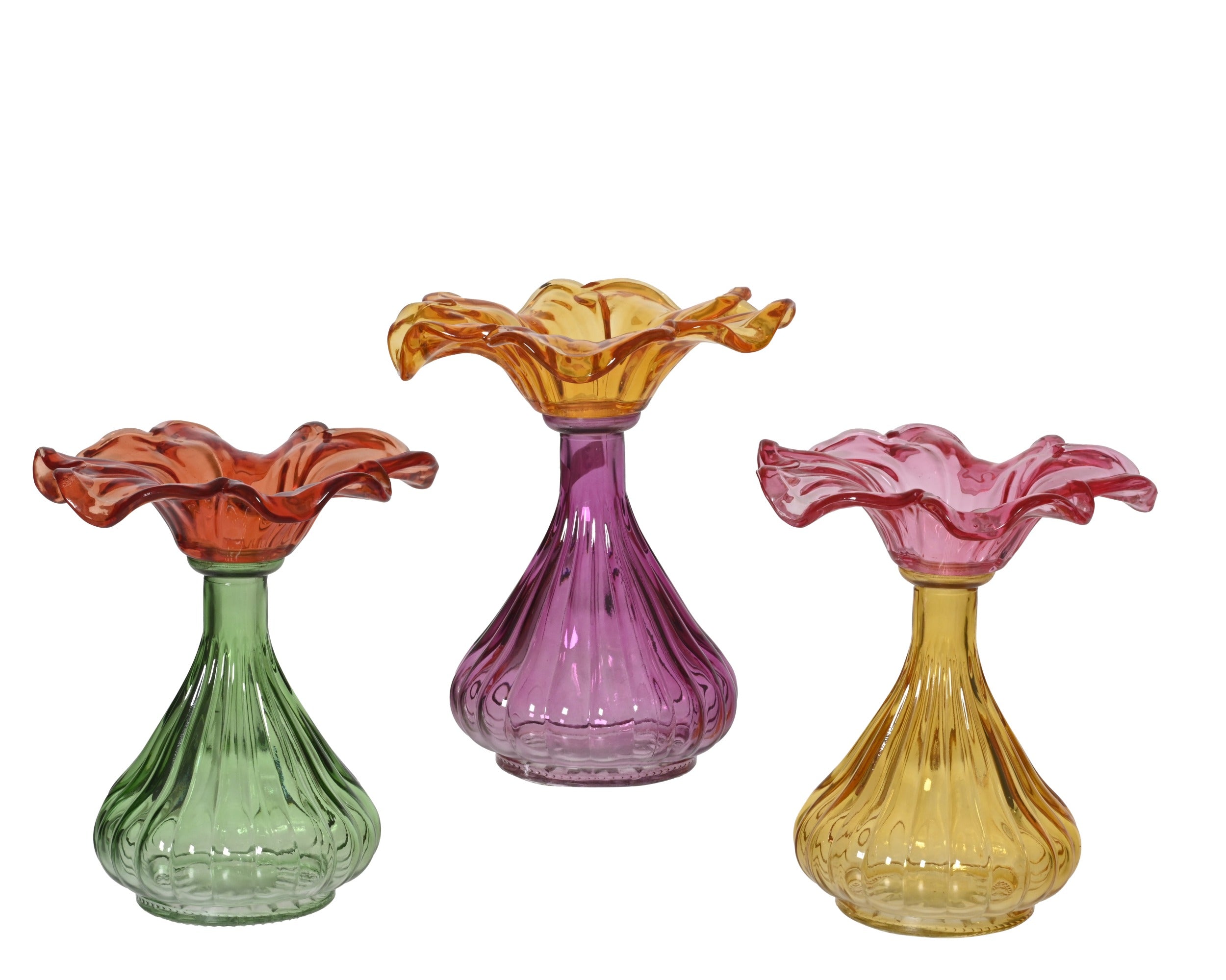 Vaas glas bloem - 16,5x19cm - ass. (prijs per stuk)